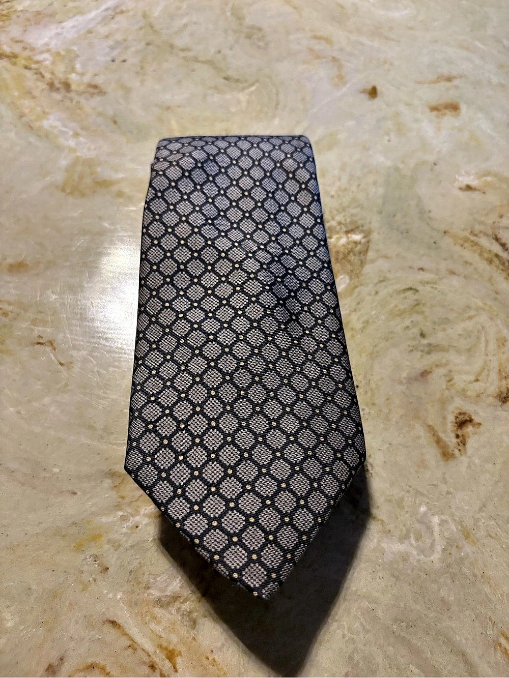 Calvin Klein Geometric Pattern Men's Tie in Black & Gray